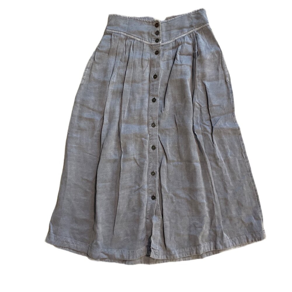 FREE PEOPLE || Gray A-Line Button Down Midi Skirt